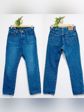 Levi’s Blue Wash High Rise Button Fly Big E 501 Jeans